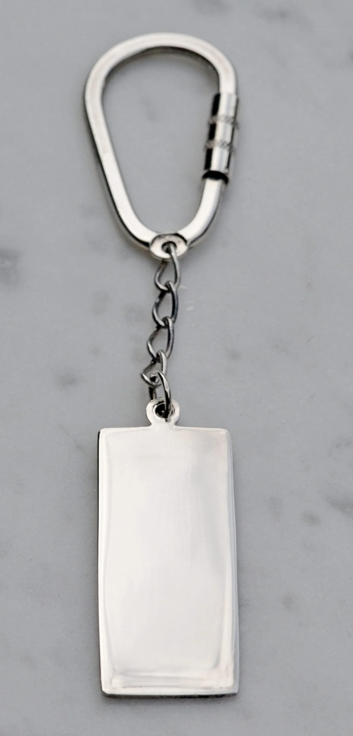 Sterling Silver Rectangular Key Ring with Feature Hallmark - Image 2