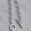 Sterling Silver T Bar Bracelet with Black Onyx Heart Charm