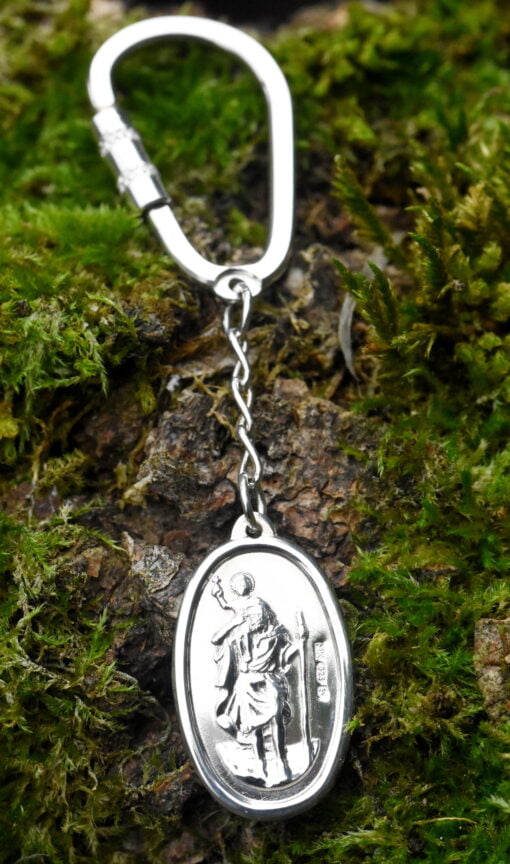 Sterling Silver Oval St Christopher Keyring - Image 2