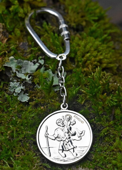 Sterling Silver Round St Christopher Keyring - Image 2