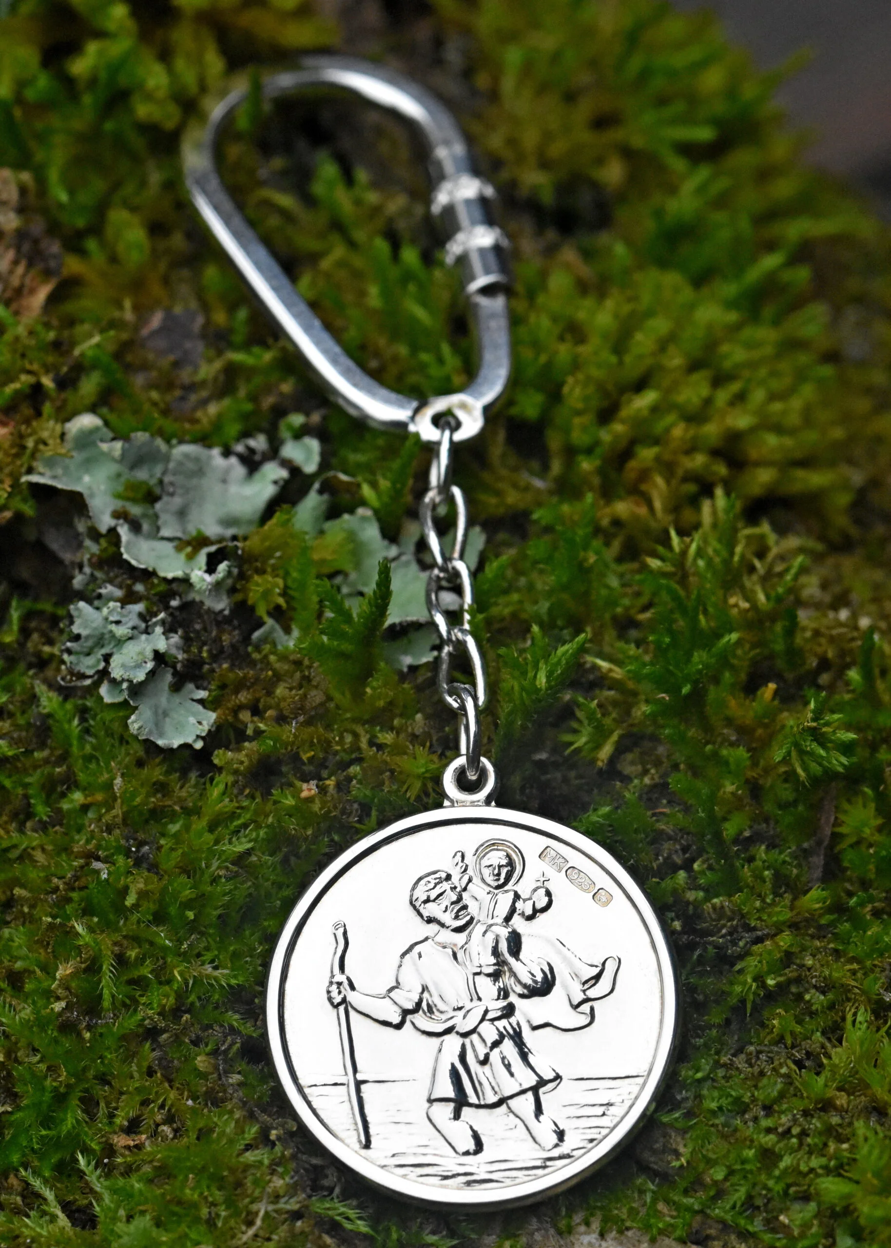 Sterling Silver Round St Christopher Keyring - Image 2
