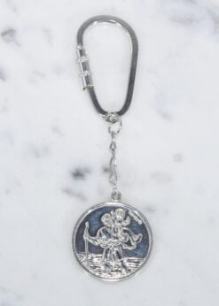 Sterling Silver Round St Christopher Keyring