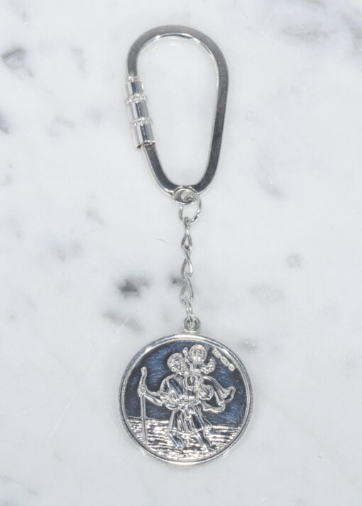 Sterling Silver Round St Christopher Keyring