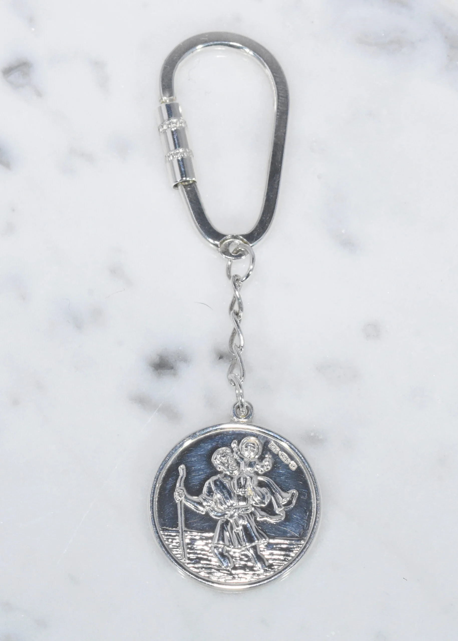 Sterling Silver Round St Christopher Keyring