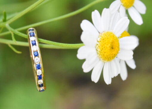 Sapphire and Diamond Half Eternity Ring - Image 4
