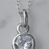 Sterling Silver Round Cubic Zirconia Pendant with 18 Inch Chain