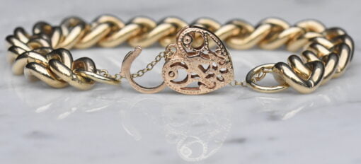 Heavy Yellow Gold Ladies Curb Bracelet - Image 4