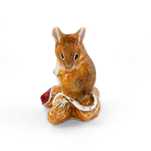 Saturno Silver and Enamel Mouse with Peanut Figurine