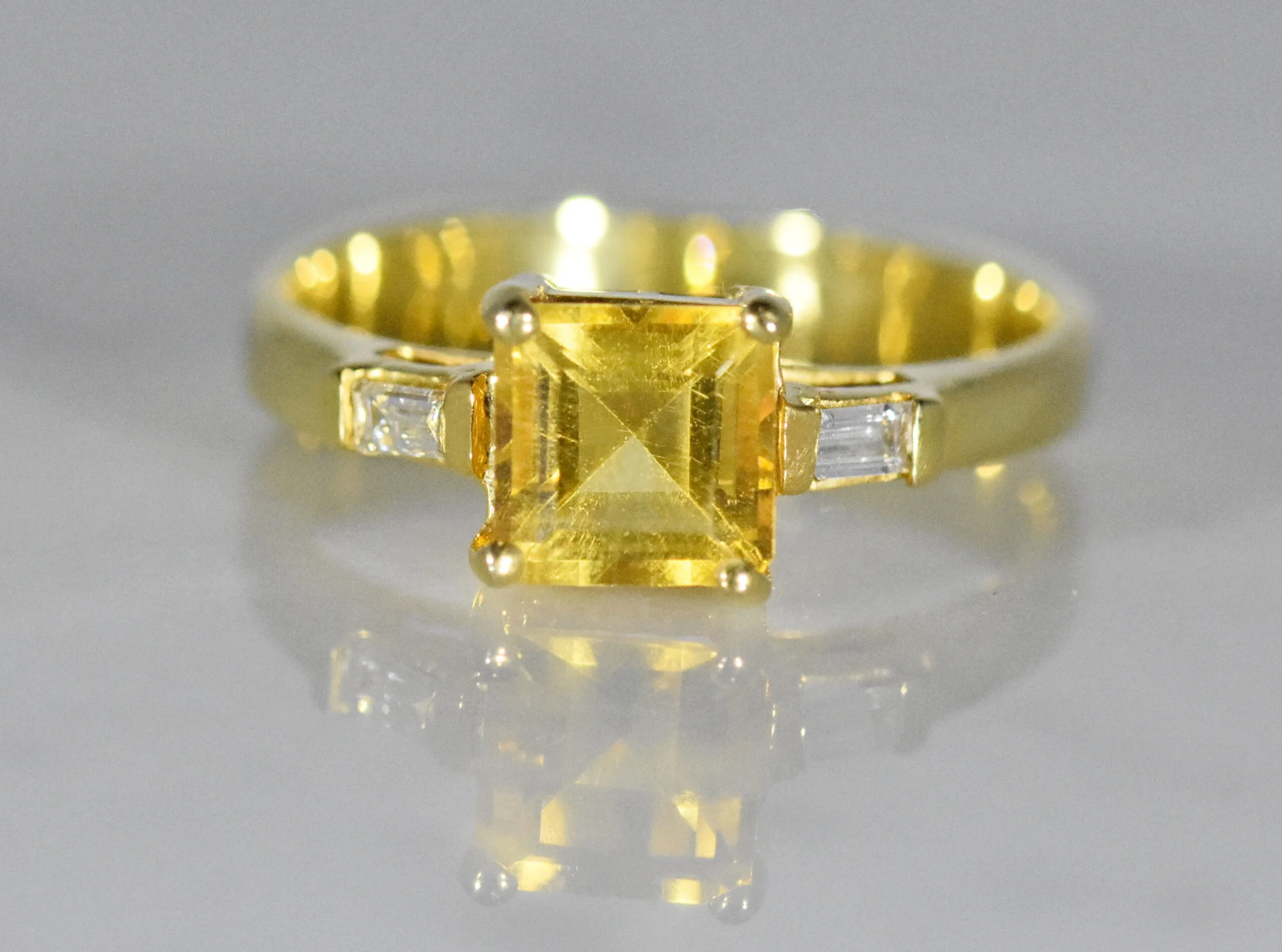 Citrine and Diamond Yellow Gold Ring