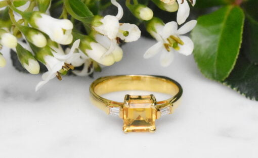 Citrine and Diamond Yellow Gold Ring - Image 3