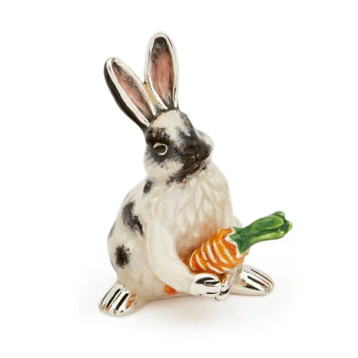 Saturno Silver with Enamel Rabbit with Carrot Figurine - Image 2