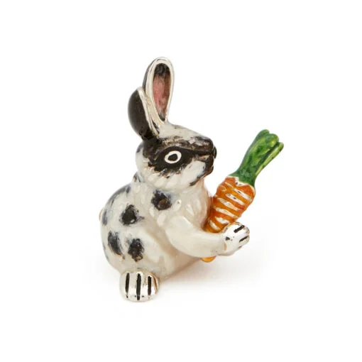 Saturno Silver with Enamel Rabbit with Carrot Figurine - Image 4
