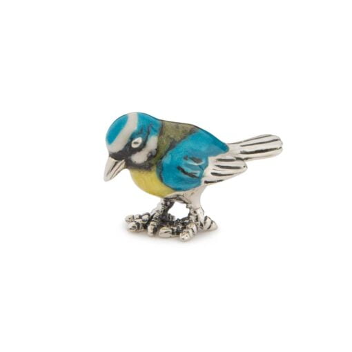 Saturno Sterling Silver with Enamel Blue Tit Miniature Figurine