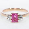 Pink Tourmaline Lab Diamond Three Stone Ring