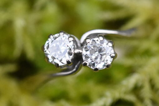 18 Carat White Gold Diamond Crossover Two Stone Ring - Image 3