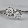 18 Carat White Gold Diamond Crossover Two Stone Ring