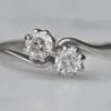 18 Carat White Gold Diamond Crossover Two Stone Ring