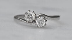 18 Carat White Gold Diamond Crossover Two Stone Ring