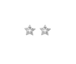 Sterling Silver and Cubic Zirconia Set Star Stud Earrings