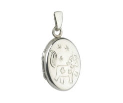 Sterling Silver Unicorn Oval Locket