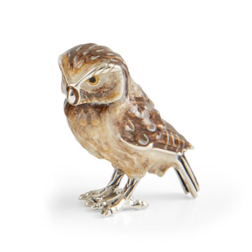 Saturno Silver with Enamel Tawny Owl Figurines - Image 2