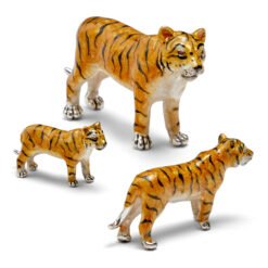Saturno Silver with Enamel Tiger Figurines
