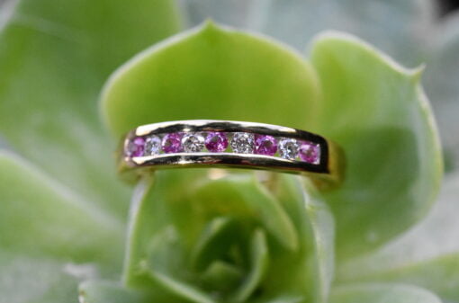 Pink Sapphire And Diamond Eternity Ring - Image 3