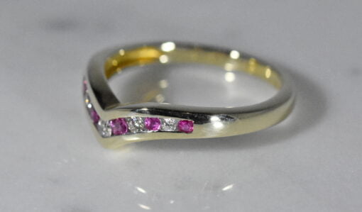 Pink Sapphire and Diamond Wishbone Ring - Image 2