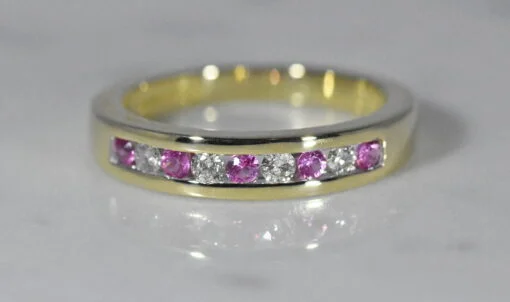 Pink Sapphire And Diamond Eternity Ring - Image 2