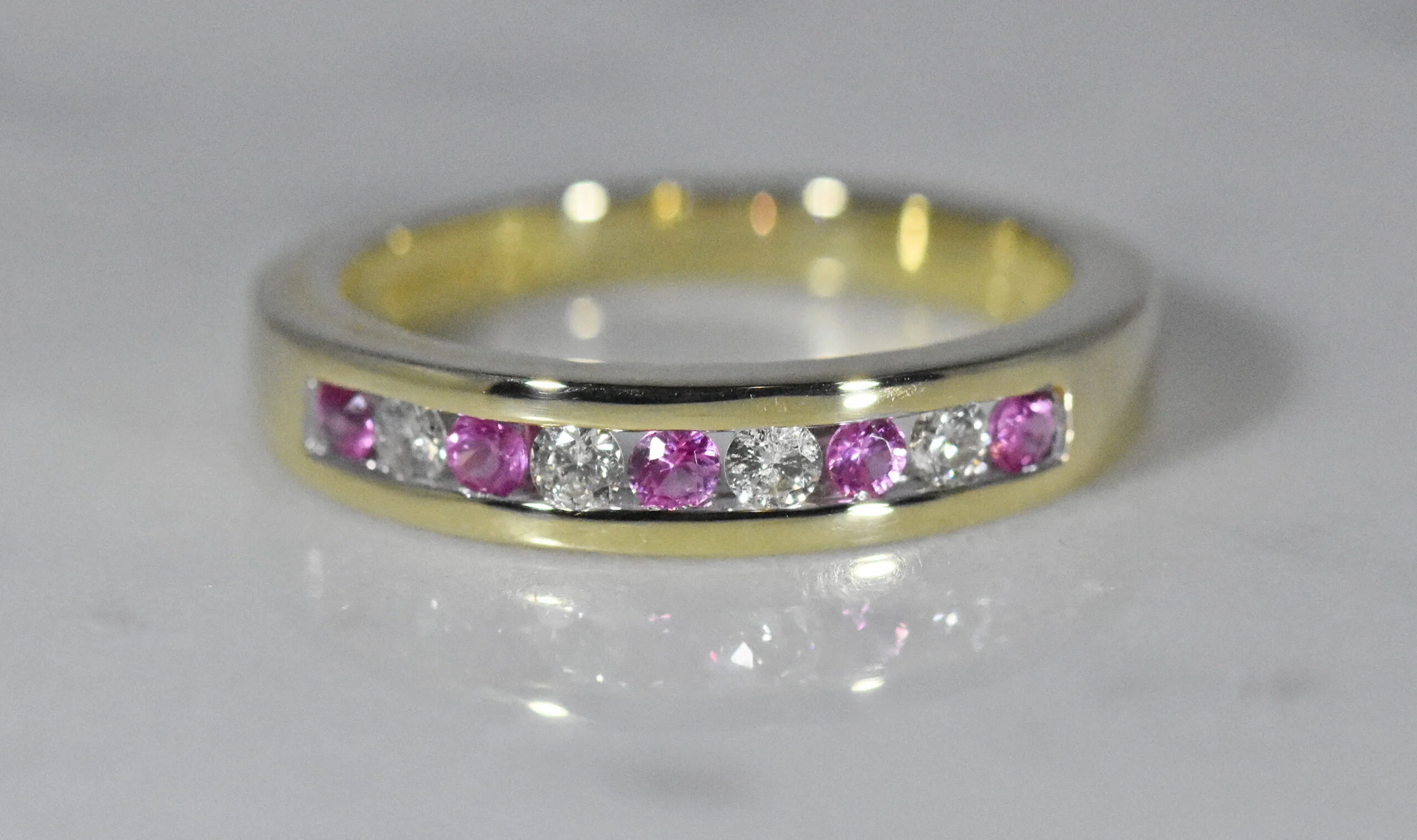 Pink Sapphire And Diamond Eternity Ring - Image 2