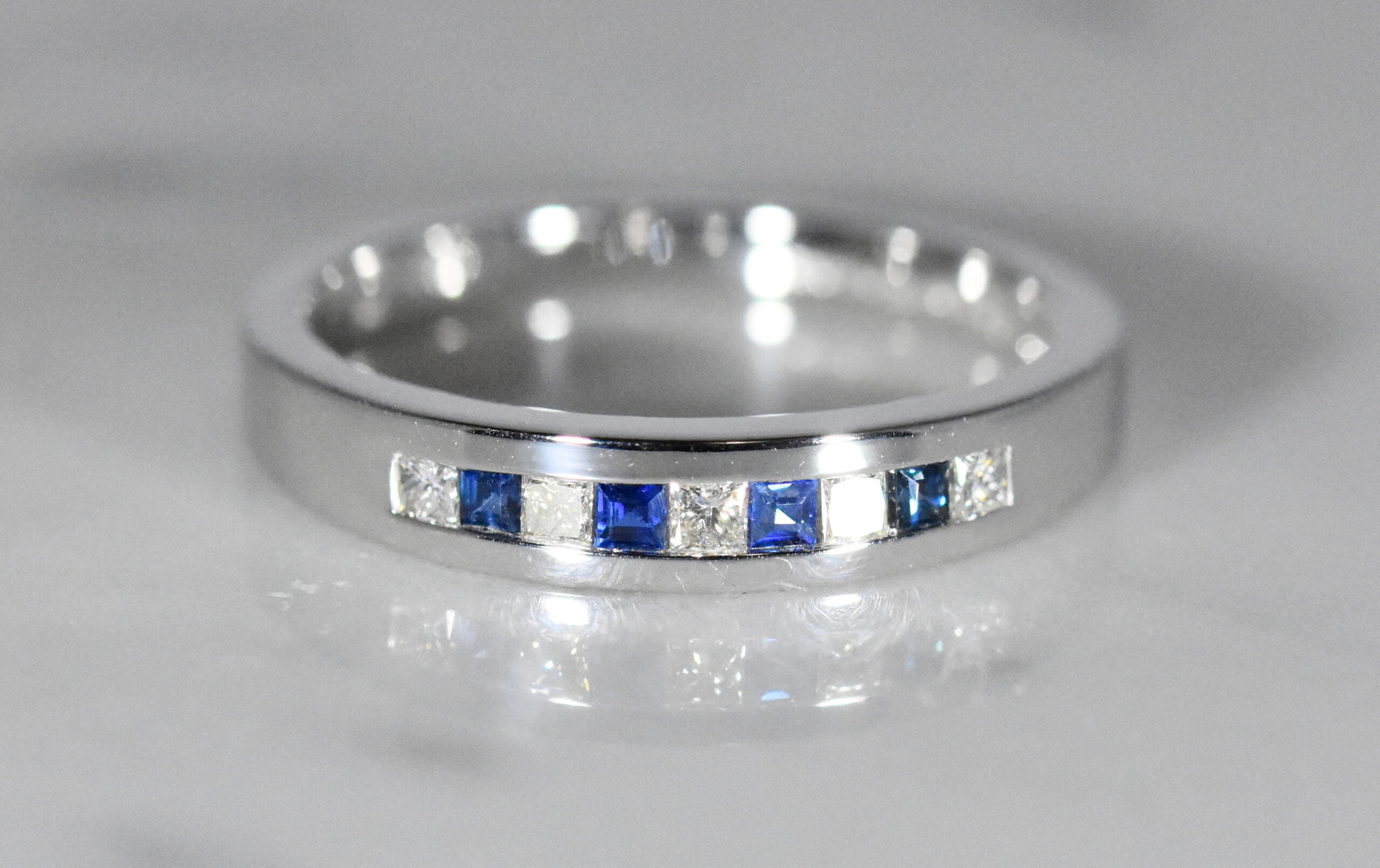 Princess Cut Sapphire And Diamond Ring Eternity Rings At Bonds