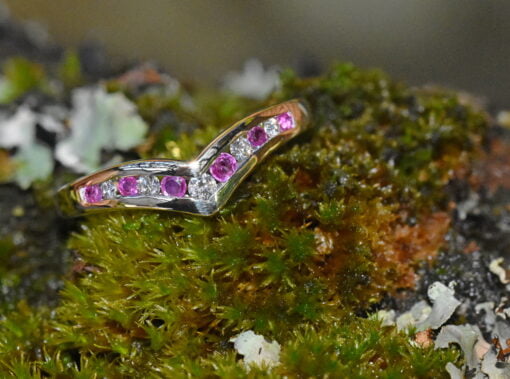 Pink Sapphire and Diamond Wishbone Ring - Image 3