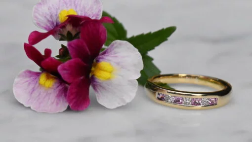 Pink Sapphire And Diamond Eternity Ring - Image 4