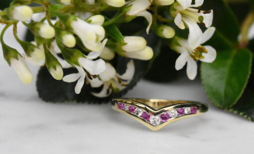 Pink Sapphire and Diamond Wishbone Ring - Image 4