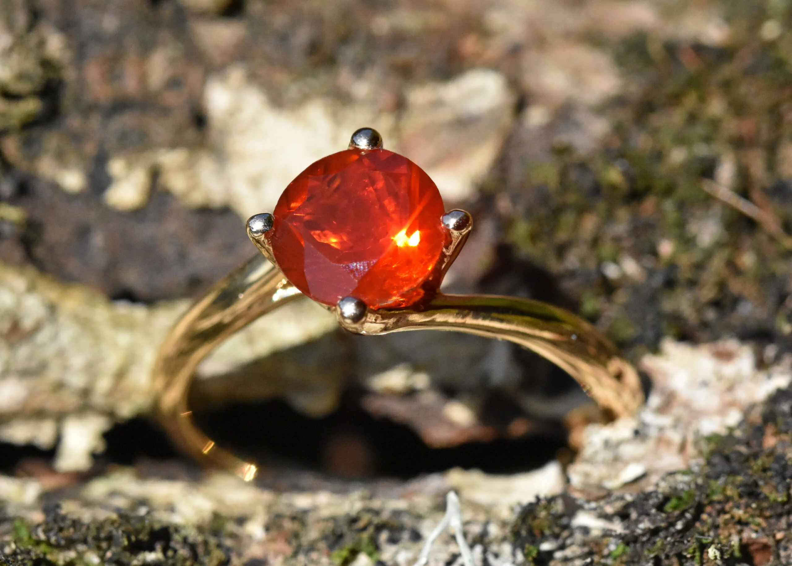 Single Stone Cross Over Fire Opal Ring - Image 3