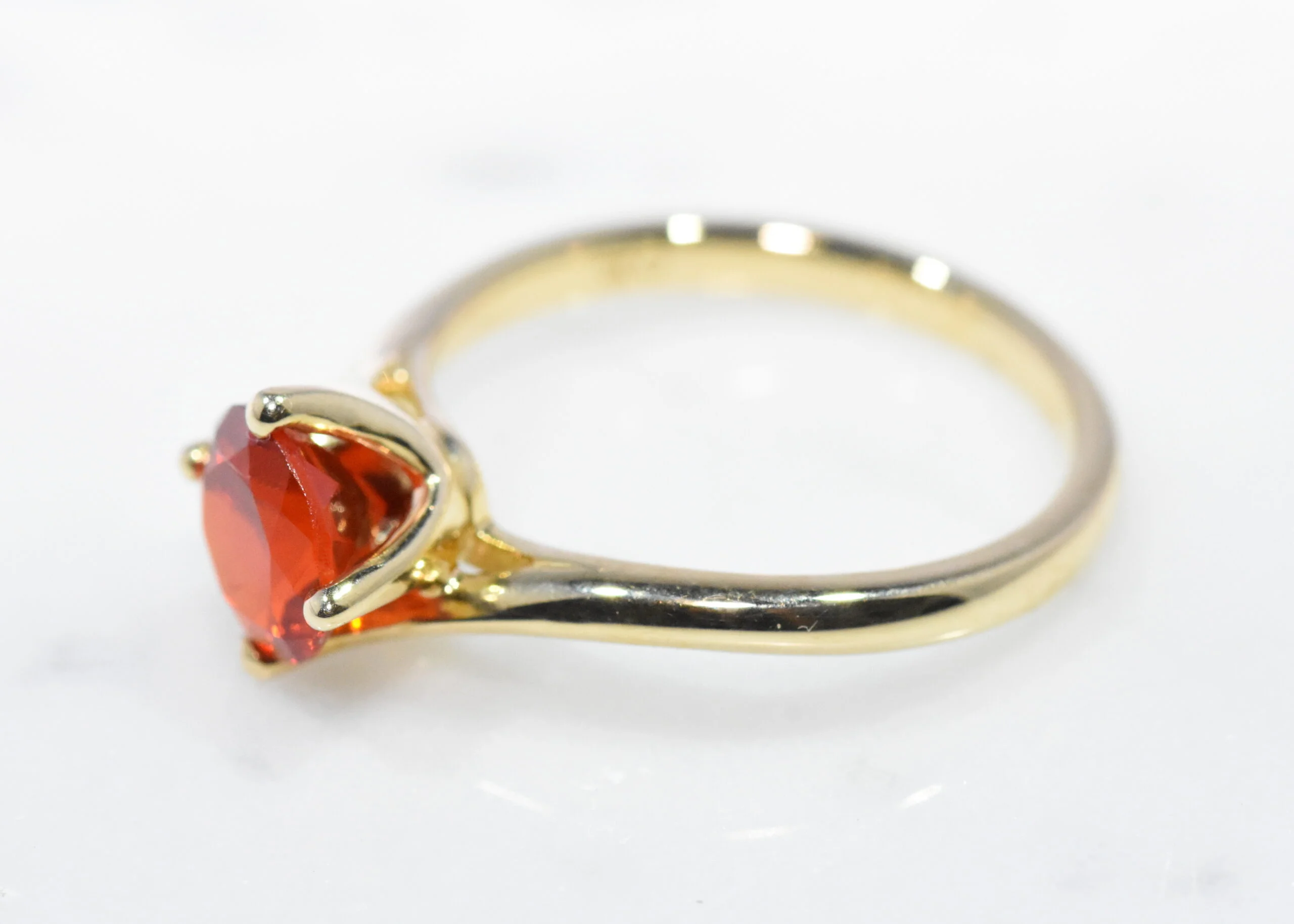 Single Stone Cross Over Fire Opal Ring - Image 2