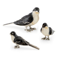 saturno silver and enamel swallow figurines