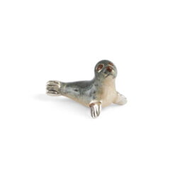 silver and enamel seal figurine