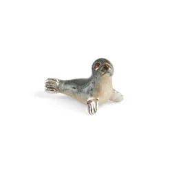silver and enamel seal figurine