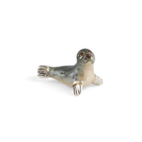 silver and enamel seal figurine
