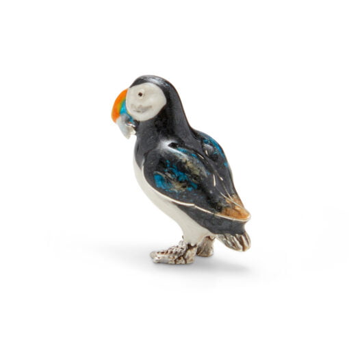 Saturno Sterling Silver with Enamel Puffin with Fish Figurines - Image 4