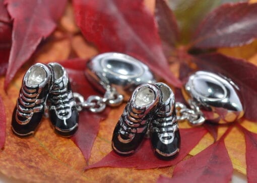 Sterling Silver Rugby Cufflinks with Enamel - Image 2