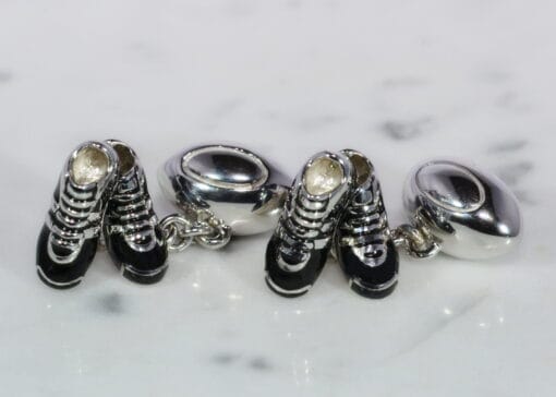 sterling silver rugby cufflinks