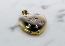 9ct Yellow Gold and Diamond Set Heart Locket