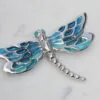 silver enamel dragonfly brooch - brooch