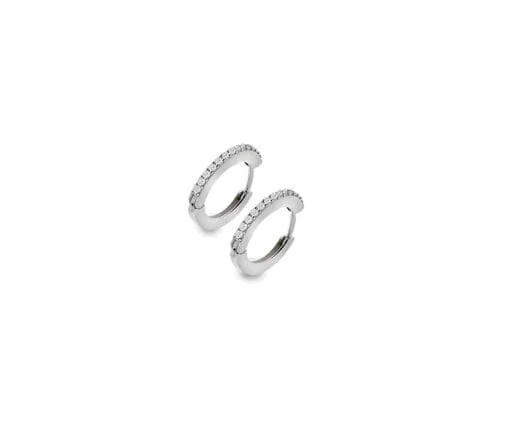Sterling Silver CZ Huggie Earrings