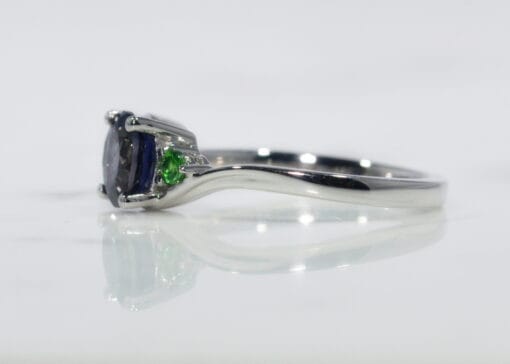 Iolite and Tsavorite Cross Over White Gold Ring - Image 3
