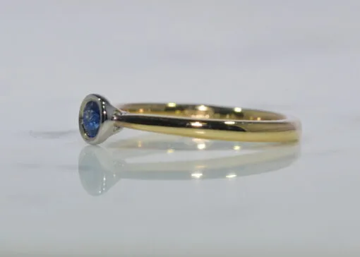 Blue Sapphire Single Stone Yellow Gold Ring - Image 2