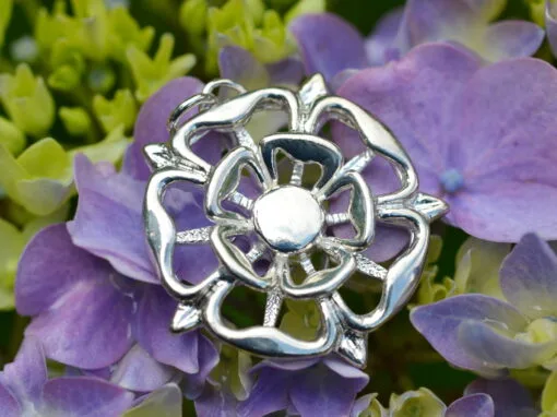 Large Tudor Rose Silver Pendant - Image 3