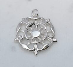 Large Tudor Rose Silver Pendant